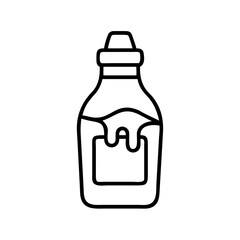 Outline syrup bottle vector illustration for pancake topping breakfast food design element art