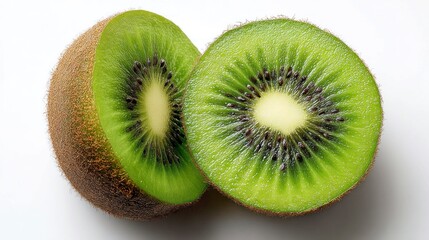 Fototapeta premium Sliced Kiwi Fruit Displayed on Plain Background