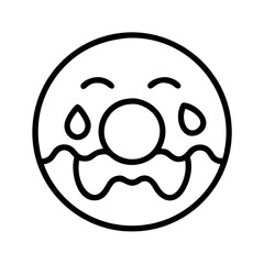 Donut crying sad face emoji vector illustration dessert bakery pastry sweet treat icon graphic art
