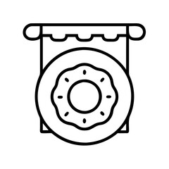 Donut shop sign vector illustration, bakery logo design, pastry shop icon, dessert store front 90