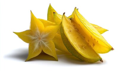 Fototapeta premium Star Fruit Still Life on White Background with Natural Light