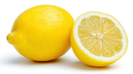 Lemon and Slice Isolated on White Background