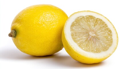 Lemon Still Life Fresh Whole and Cut Yellow Citrus Fruit