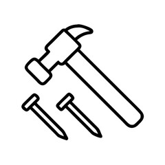 Isolated hammer and nails vector illustration for carpentry construction and home repair projects