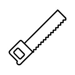 Hand saw vector icon outline illustration for carpentry woodworking and construction tools
