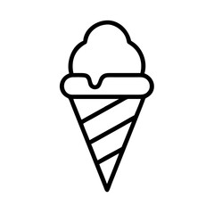 Ice cream cone vector illustration: summer dessert, sweet treat, frozen snack, outline drawing, art