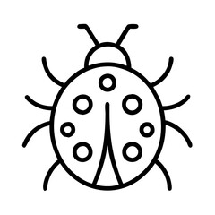 Ladybug insect vector drawing illustration outline, cute bug icon, nature garden animal art design