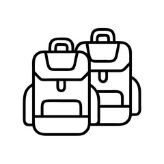 Two backpacks line art vector illustration for travel school hiking and outdoor adventures design element