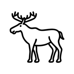 Moose vector drawing outline illustration of wildlife animal with antlers for design needs