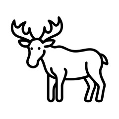 Moose outline drawing vector illustration, wildlife animal with antlers, forest creature design element