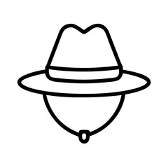 Explore the world with this safari hat icon vector illustration and graphic design element for adventure