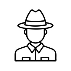 Fototapeta premium Illustration of a person wearing a fedora hat and collared shirt, stylish avatar icon design