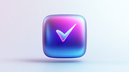Glowing Checkmark Icon with Gradient Colors Modern Design for Verification Confirmation and