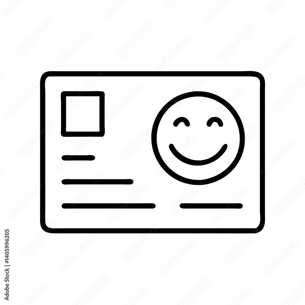 Poster id card with smiling face vector illustration identification card template design element