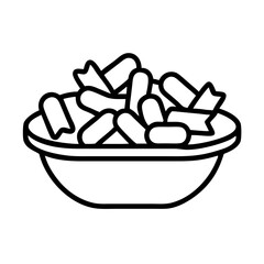 Bowl of salad vector illustration, fresh salad bowl drawing, healthy food bowl line art design