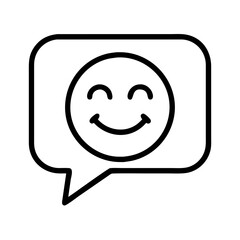 Happy face emoji in speech bubble vector illustration for social media communication design concept