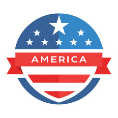 American Style Circular Shield with Stars vector illustration on white background