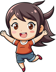 Chibi girl jumping with joy