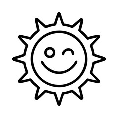 Download cute sun vector illustration, sunshine icon, summer graphic, happy sun clipart, winking sun