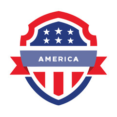 American Style Circular Shield with Stars vector illustration on white background