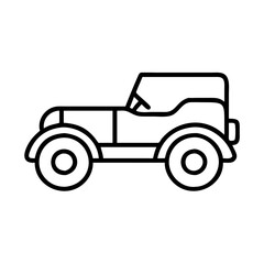 Vintage car outline vector illustration, classic automobile drawing, old vehicle design, auto icon