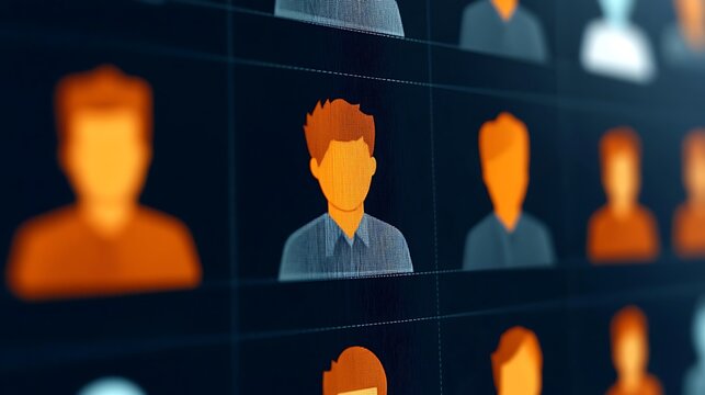 Abstract Network Connection Showing Multiple People Silhouettes, Visualizing Human Relationships and Communication in Digital Spaces.