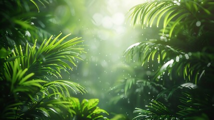 High detail rainforest background featuring layered tropical foliage twisting vines shimmering droplets that capture exotic wilderness essence