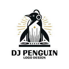 Obraz premium DJ Penguin Vector Logo Design