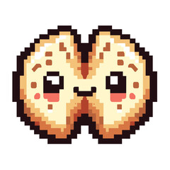 Fototapeta premium Cute Bagel Pixel Art Illustration with Fun Face Design
