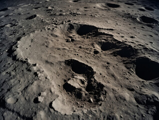 first Footprint of the first step on the moon, on the lunar ground