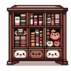 Pixel Art Bookshelf Cute and Creative Books and Characters