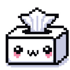 Fototapeta premium Cute Pixel Art Tissue Box with Kawaii Face in Fun Design