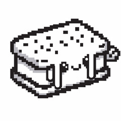 Fototapeta premium Pixel Art Chocolate Ice Cream Sandwich with Cute Face