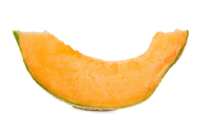 Cut cantaloupe melon on white background