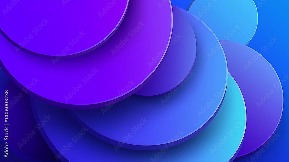 Poster abstract blue and purple overlapping circles creating textured background