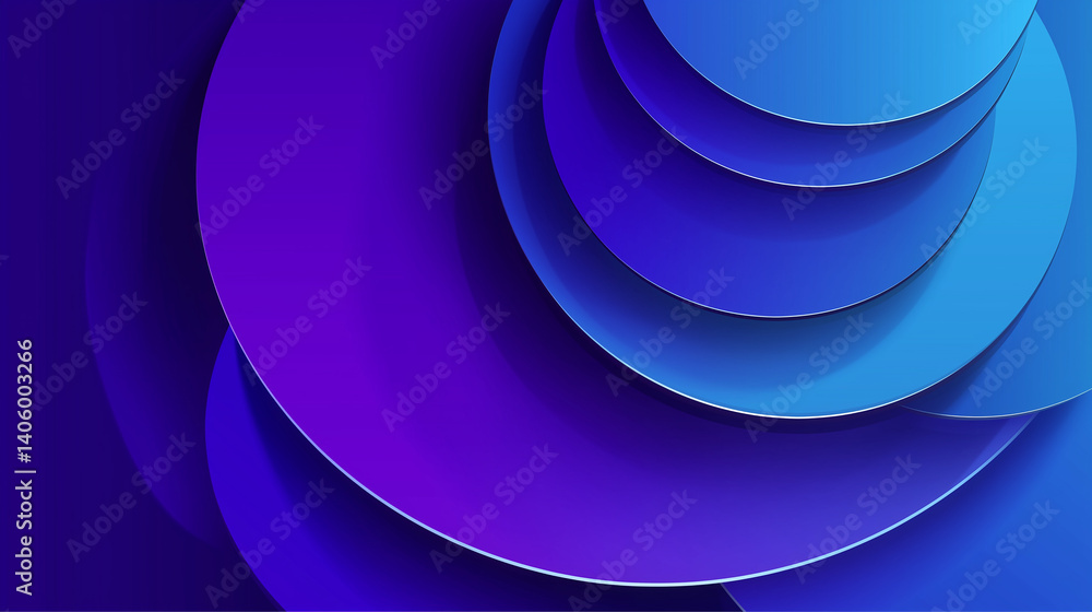 Poster Abstract modern background composition with blue and purple overlapping circles creating a gradient effect