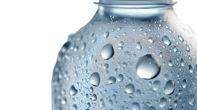 Closeup of water droplets on a cold bottle surface - Powered by Adobe