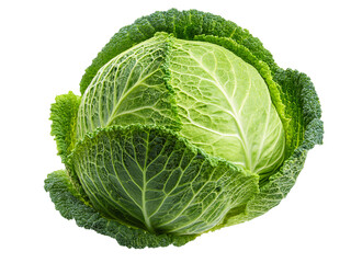 Obraz premium Fresh green cabbage isolated on transparent background