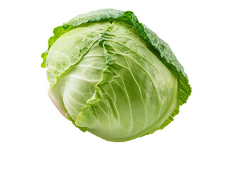 Fototapeta premium Fresh green cabbage isolated on transparent background