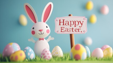 easter bunny with easter eggs
