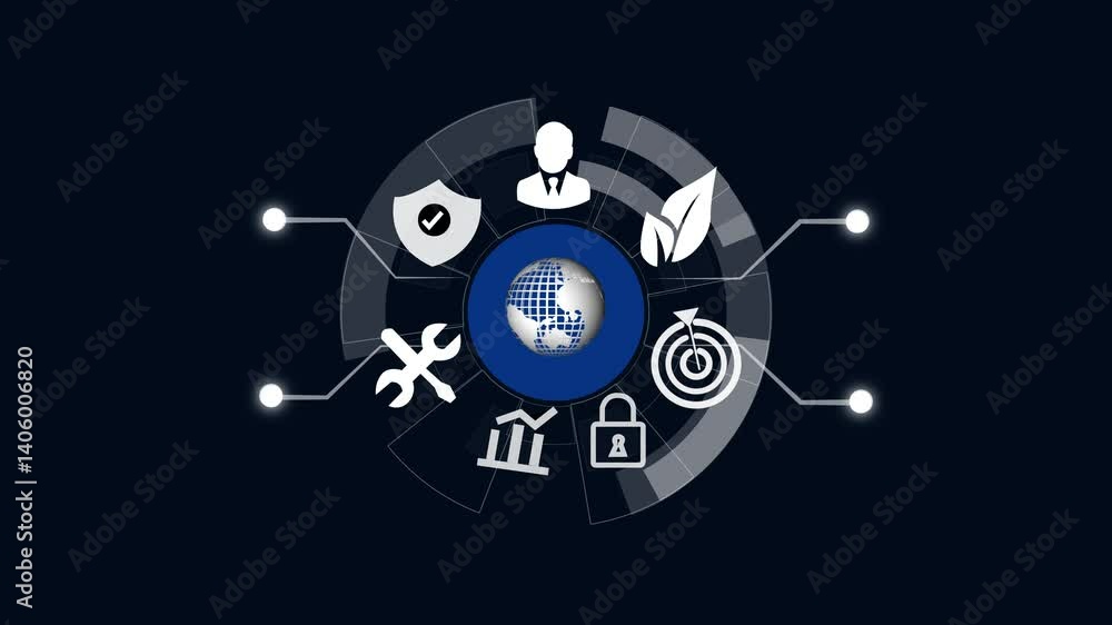 Poster a digital illustration of a networked globe: . business global internet connection application techn
