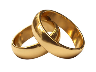 A pair of gold wedding rings  isolated transparent background png, rings on hand, fashion rings
