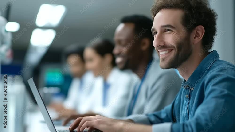 Aufkleber a multicultural team of engineers works together in a cutting-edge laboratory setting.