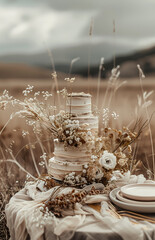 Close picture of a set up boho wedding table