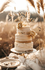 Close picture of a set up boho wedding table