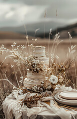 Close picture of a set up boho wedding table