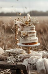 Close picture of a set up boho wedding table