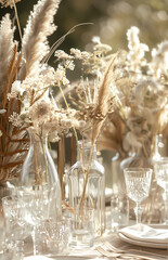 Close picture of a set up boho wedding table