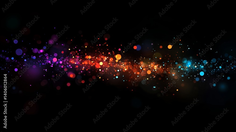 Poster a vibrant array of colorful bokeh lights scattered across a dark background creating a festive feel