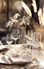 Close picture of a set up boho wedding table
